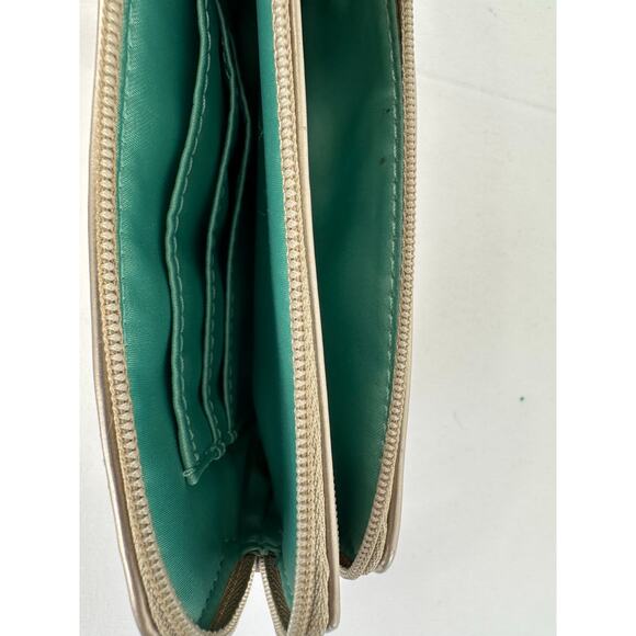 Coach Poppy Embroidered Monogram Small Double Zip Wristlet - Picture 7 of 9